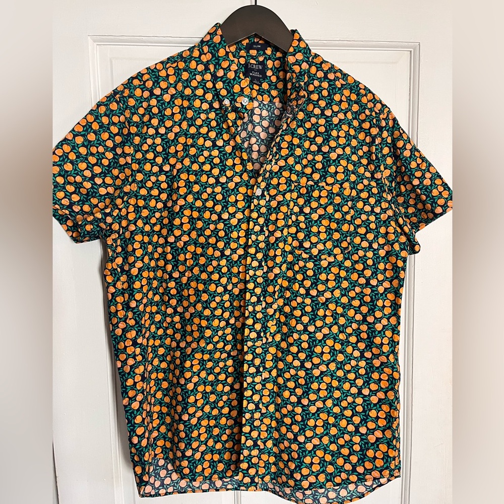 Jcrew Collared Button Up Tiny Peaches - image 1